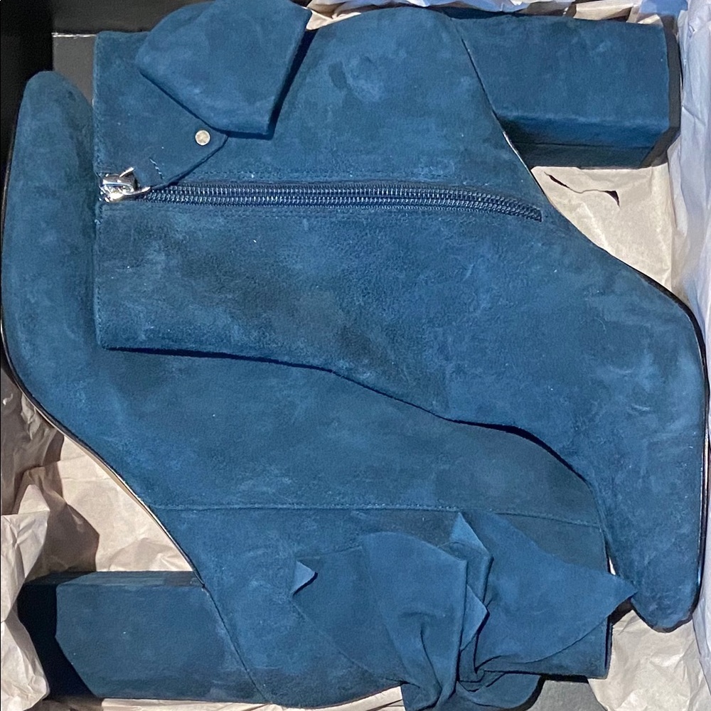 Avec les filles blue suede heeled booties